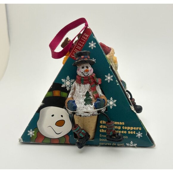 Christmas Dangling Wine Toppers Santa Snowman Reindeer Set Of 3 Bottle Stoppers - Picture 3 of 7